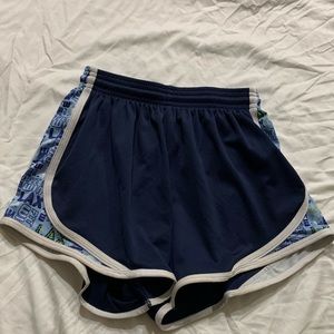 Navy blue athletic shorts, size S